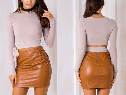 Tie-Up Fitted Long Sleeve