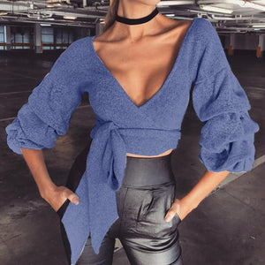 Knitted Fitted Crop Top Sweater