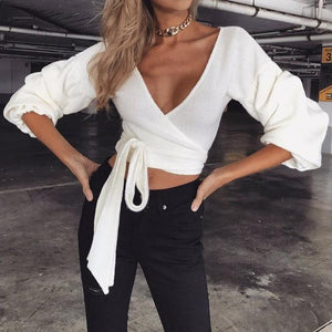 Knitted Fitted Crop Top Sweater